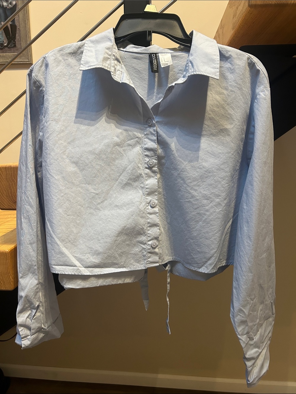 Light Blue Cropped Button-Down Shirt by Divied